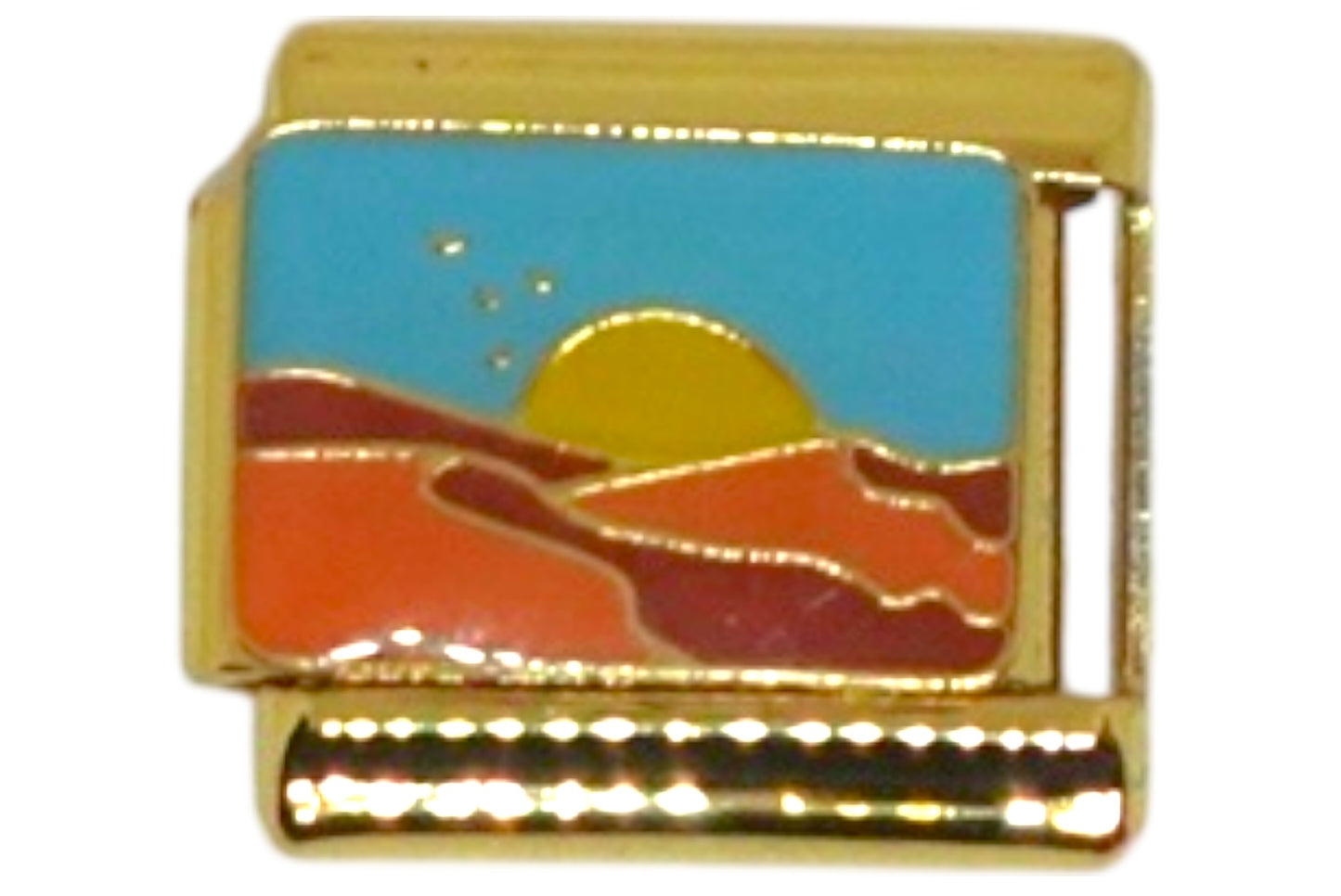 Sunset Landscape Gold Italian Charm