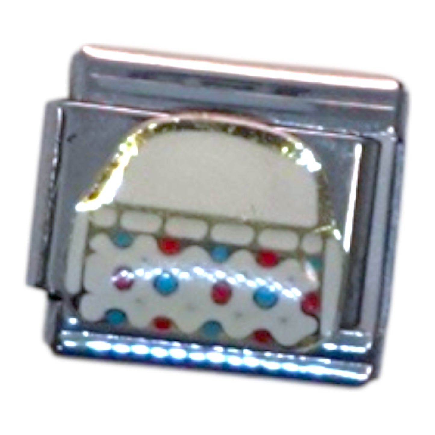 Birthday Cake Silver Italian Charm