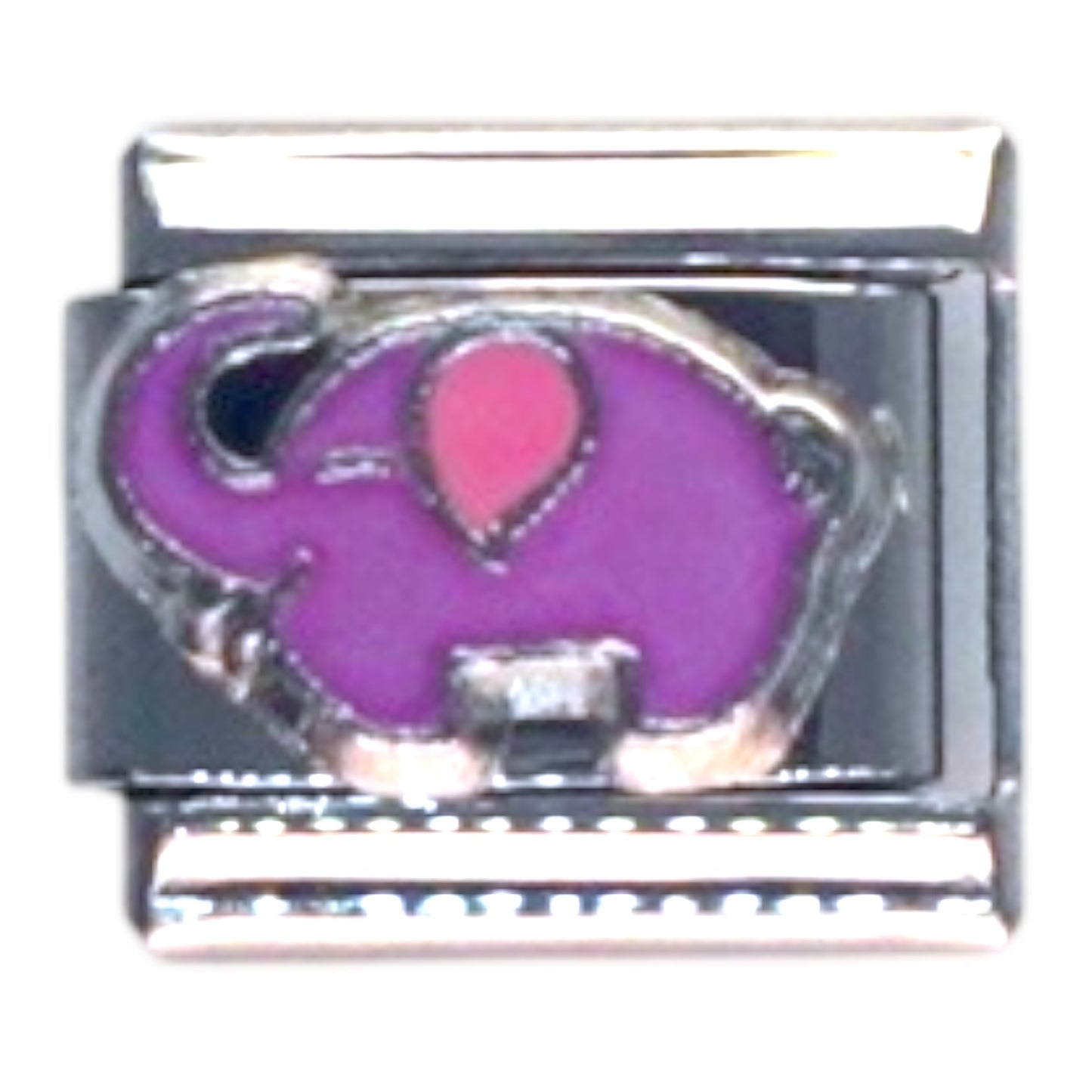 Purple Elephant Silver Italian Charm