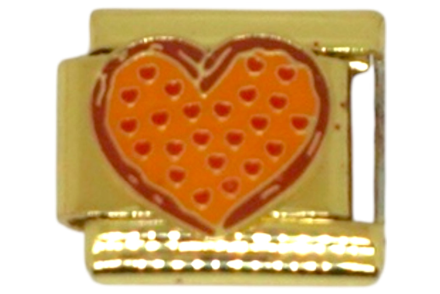 Orange Heart Gold Italian Charm