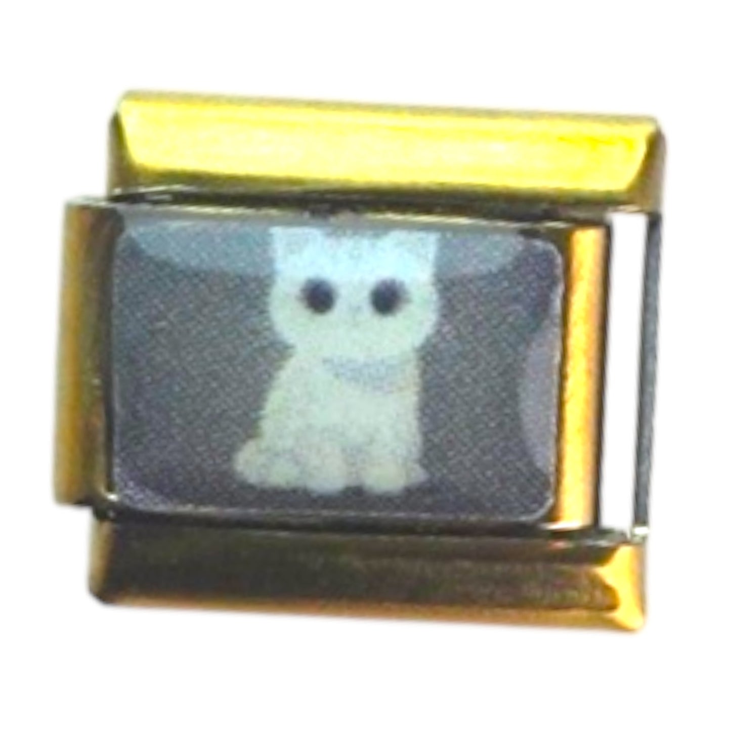 White Cat Gold Italian Charm
