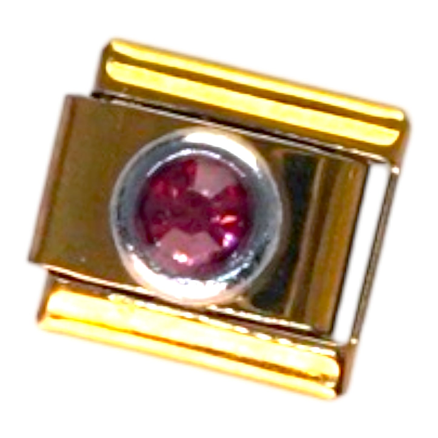 Ruby Crystal Gold Italian Charm