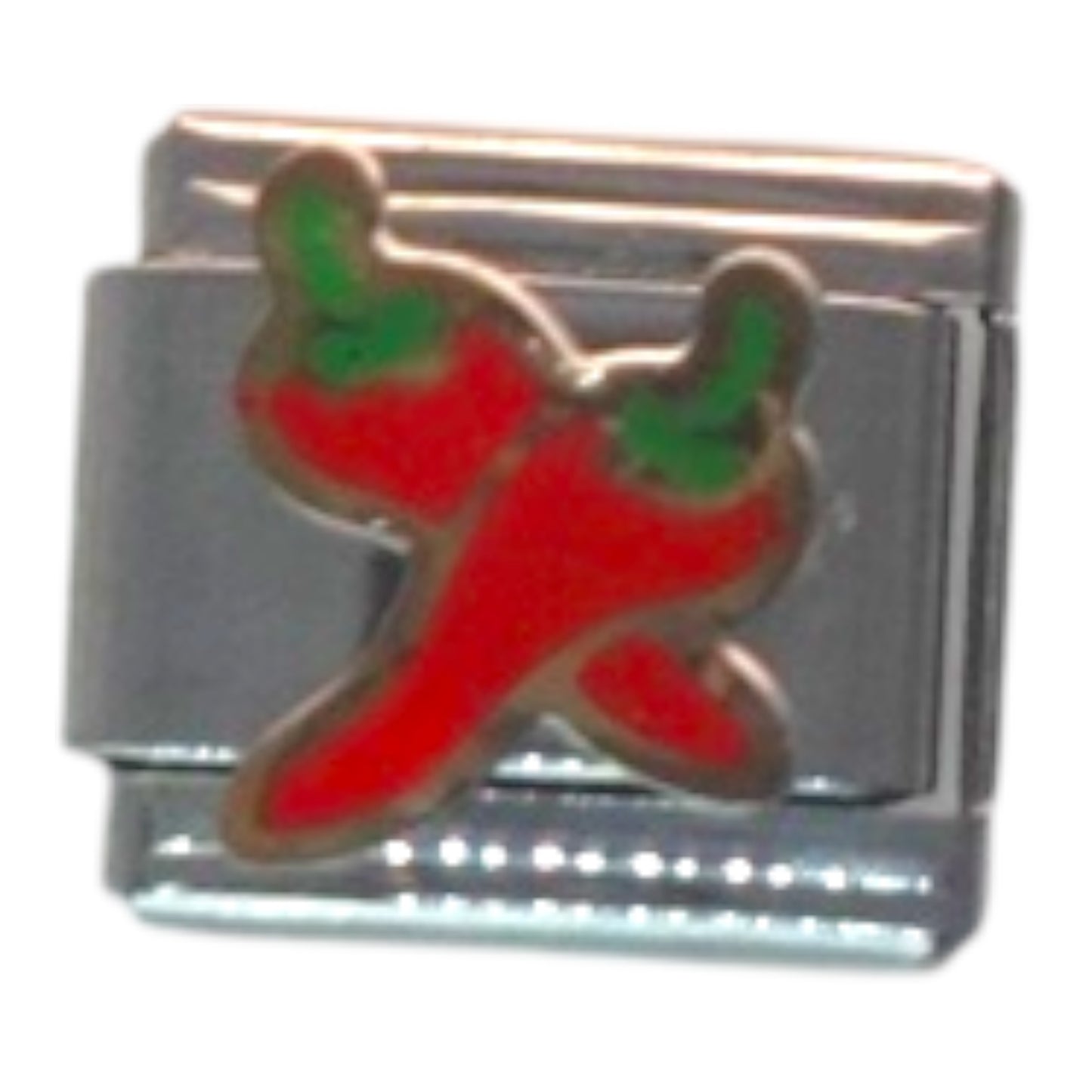 Crossed Chili Peppers Silver Italian Charm