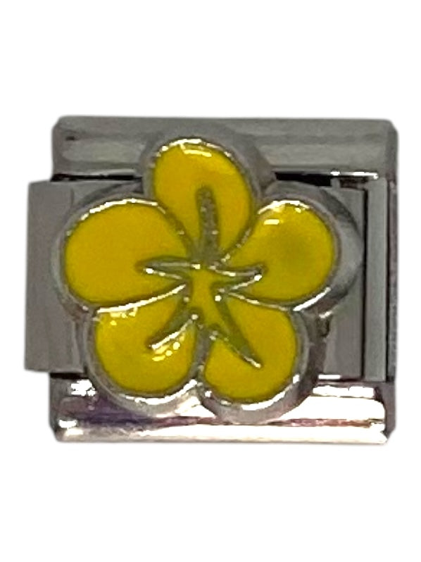 Yellow Flower Silver Italian Charm