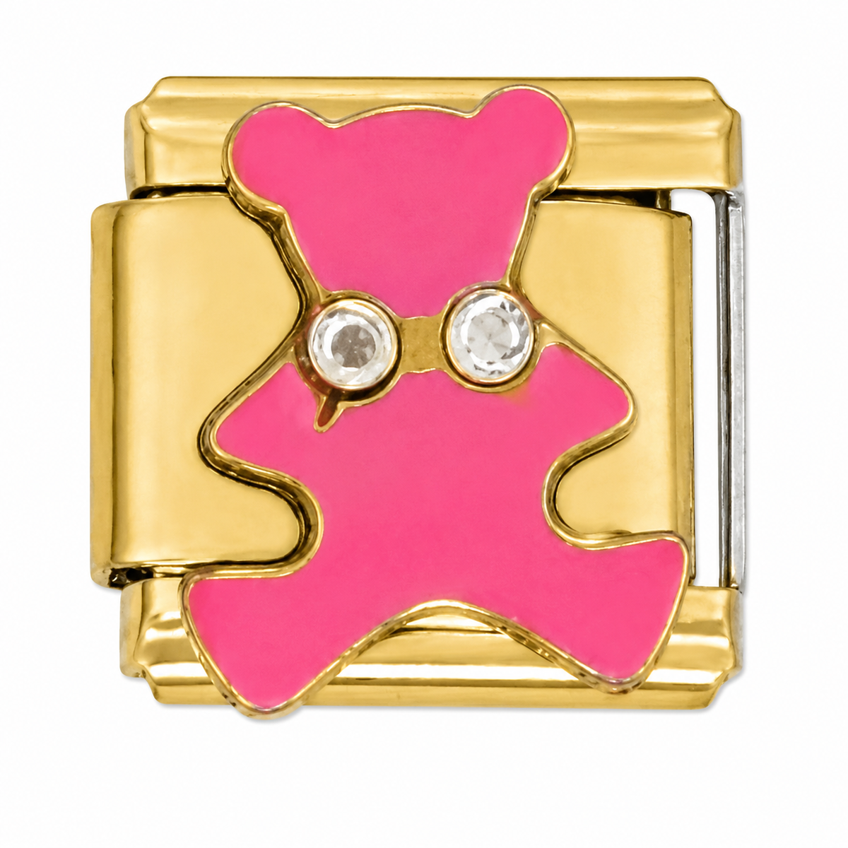 Pink Bear Silver Italian Charm