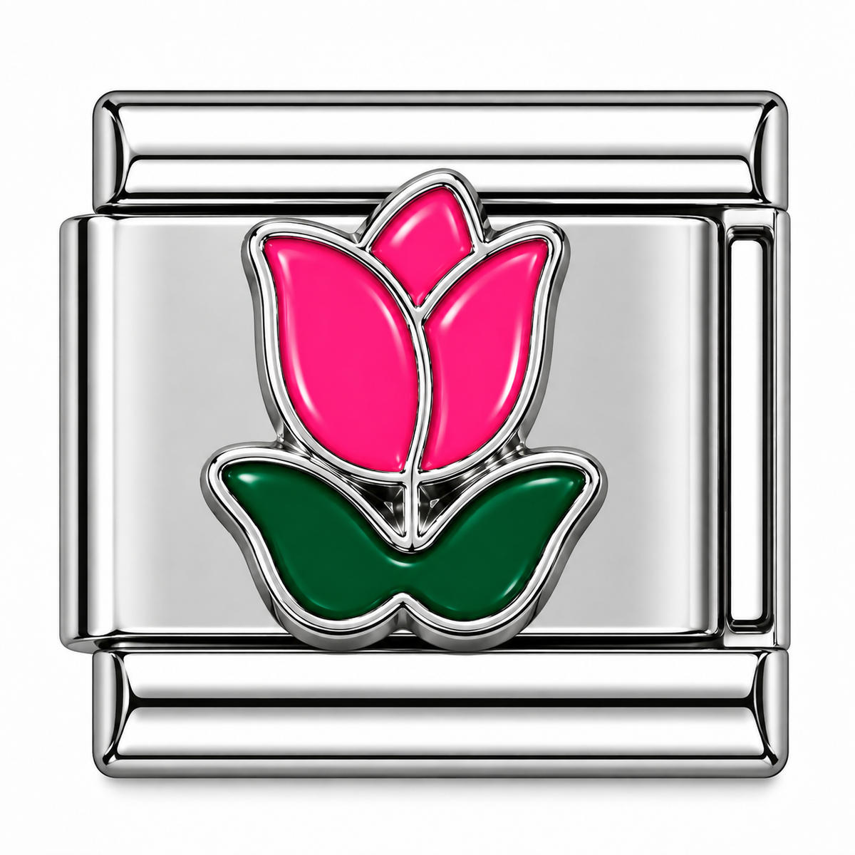 Pink Tulip with Green Leaves Italian Charm