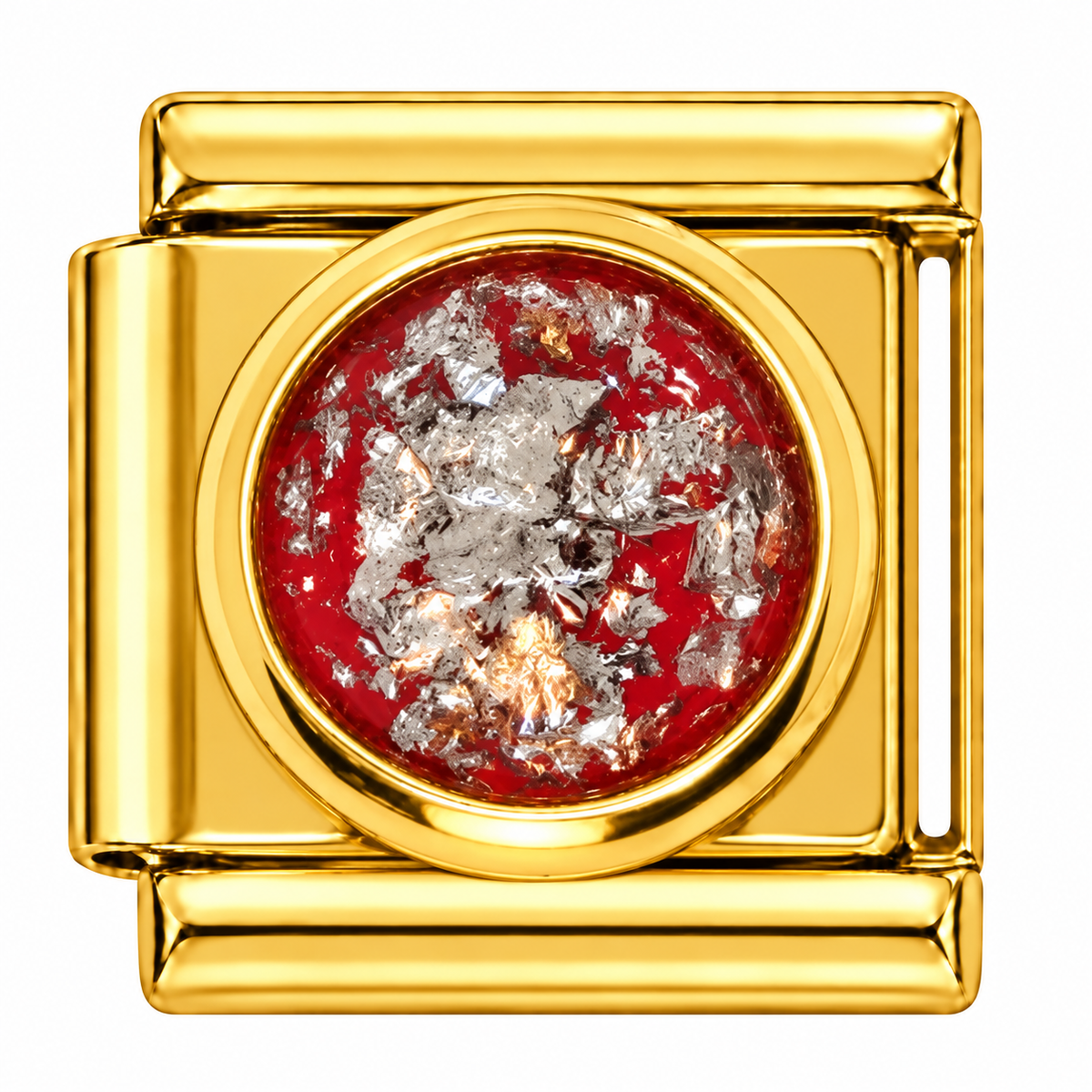 Red Crystal Dome Gold Italian Charm