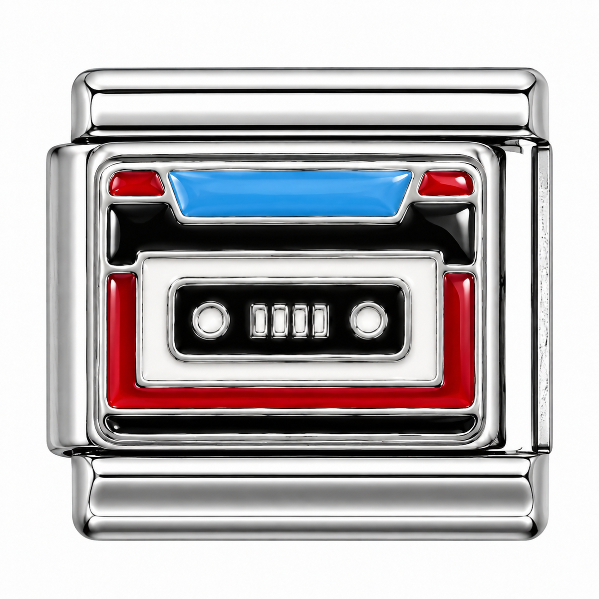 Retro Cassette Player Silver Italian Charm