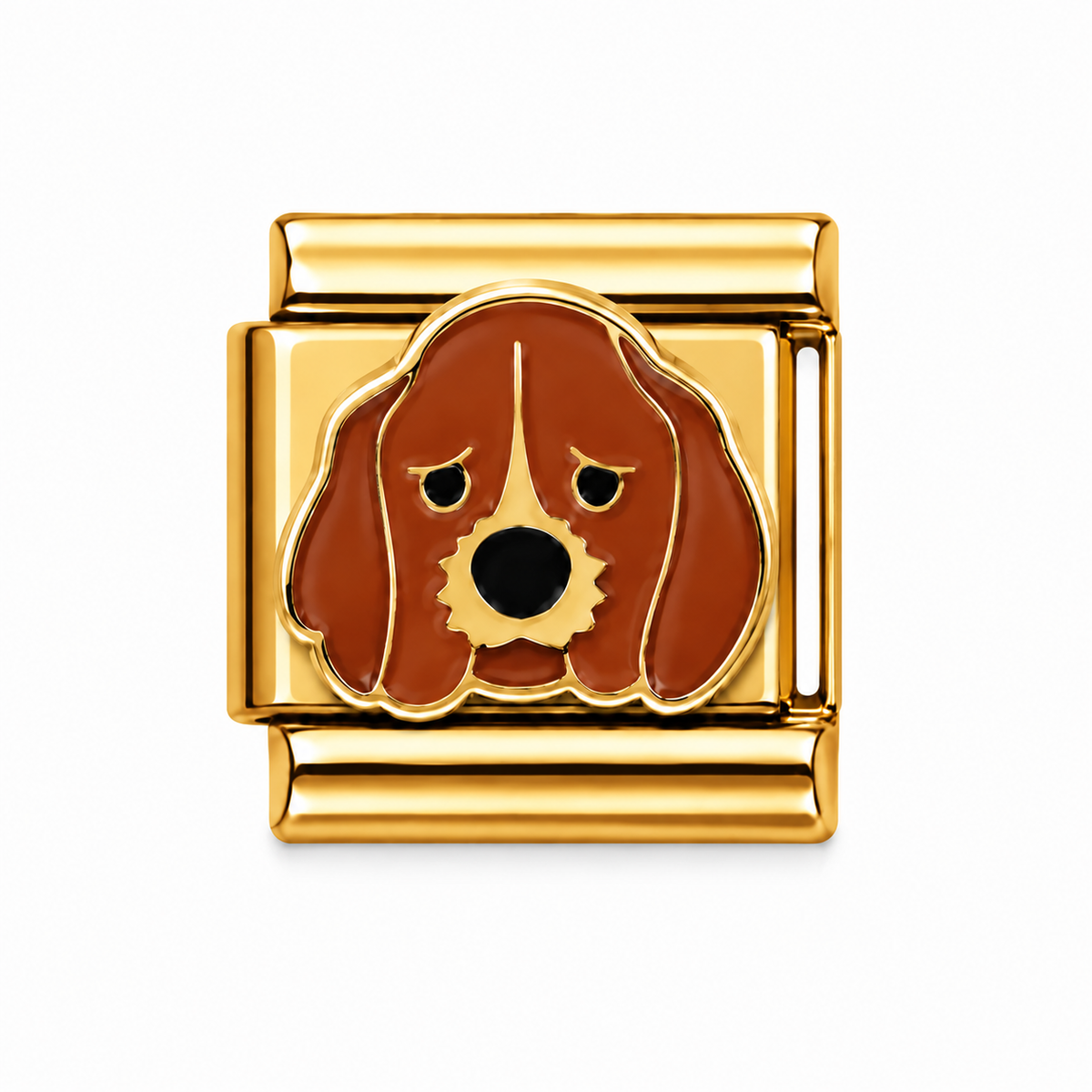 Sad Basset Hound Face Gold Italian Charm