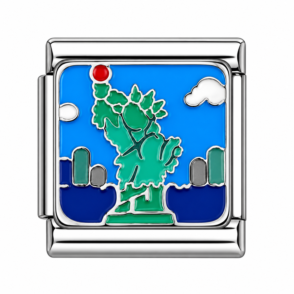 Statue of Liberty Skyline Silver Italian Charm