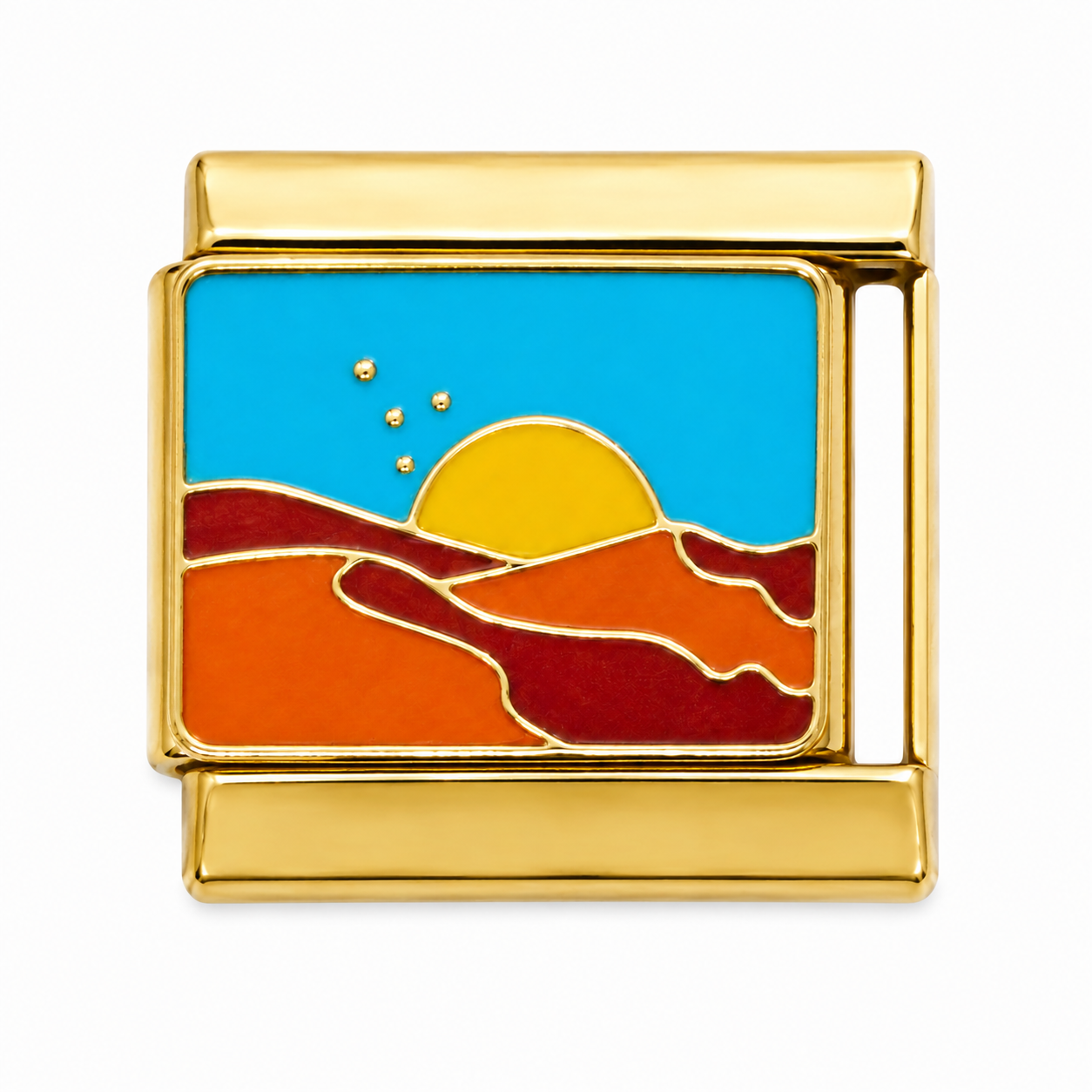 Sunset Landscape Gold Italian Charm