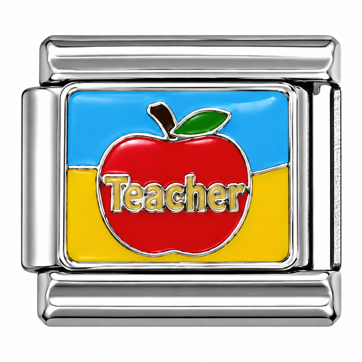 Teacher Red Apple Silver Italian Charm