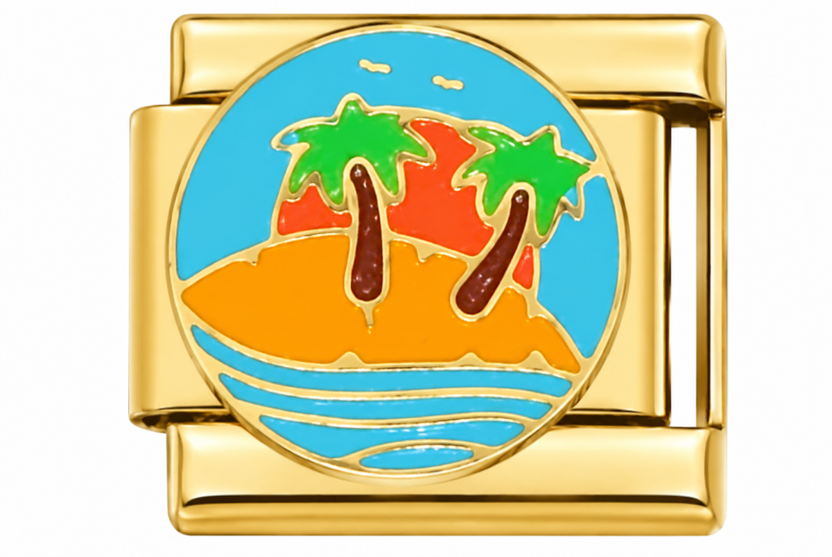 Tropical Island Gold Italian Charm