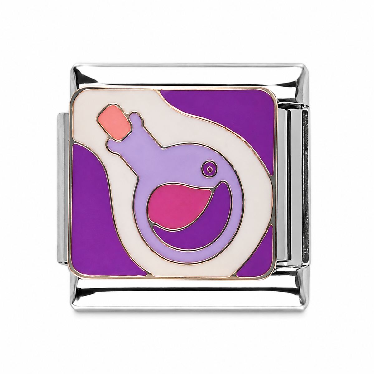 Whimsical Bird Silver Italian Charm