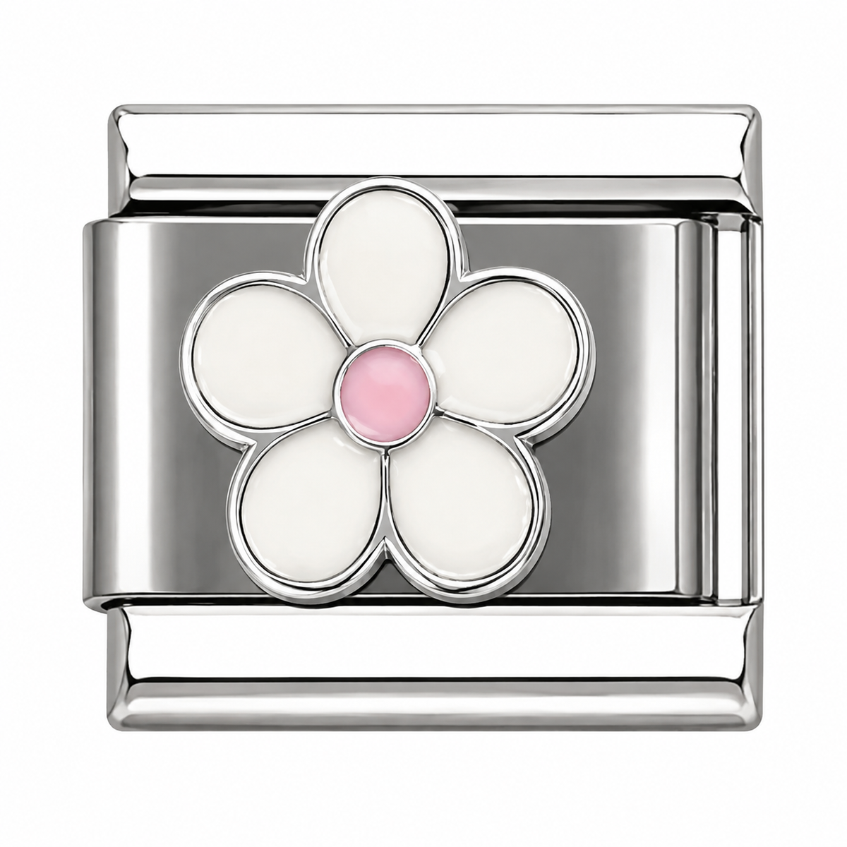 White Daisy Silver Italian Charm