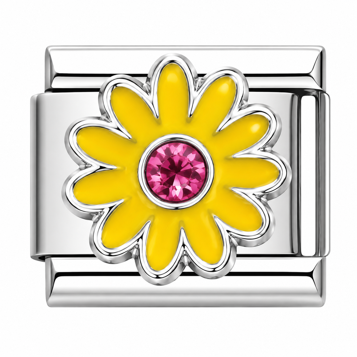 Yellow Daisy Silver Italian Charm