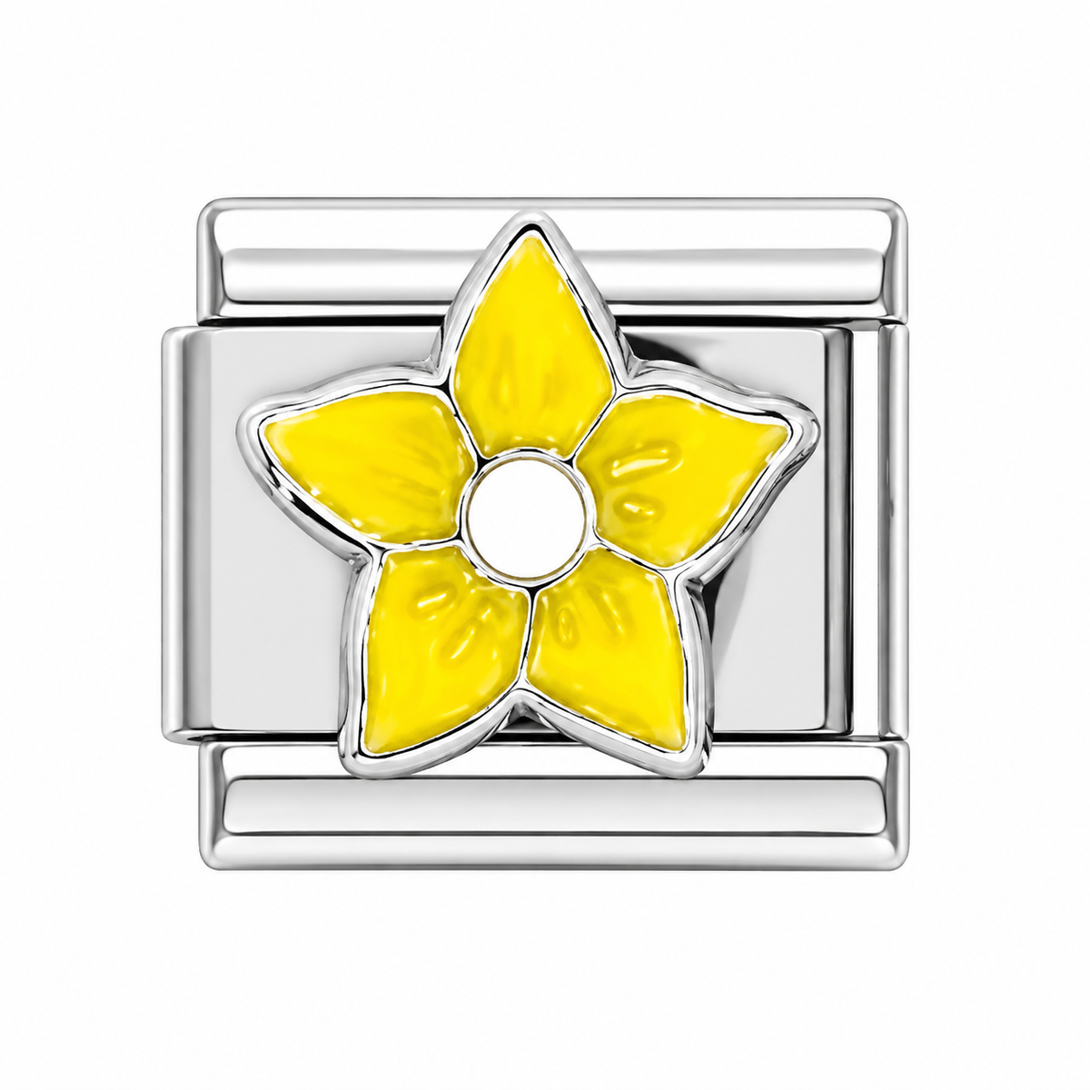Yellow Flower Silver Italian Charm