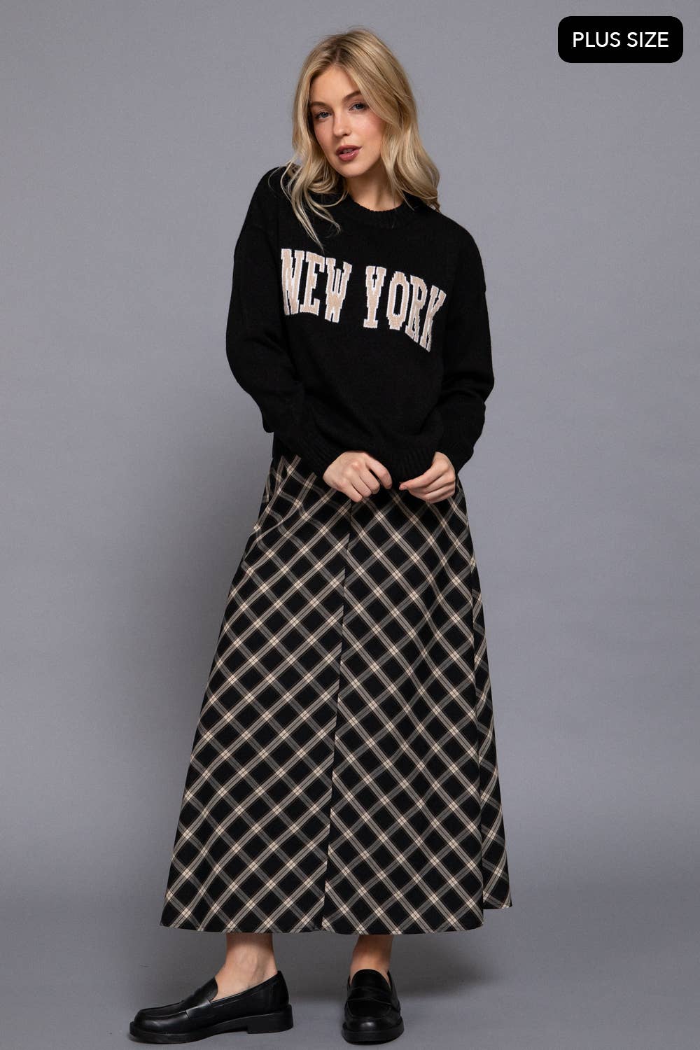 Long Sleeve Crew Neck "NEW YORK" Lettering Sweater Top