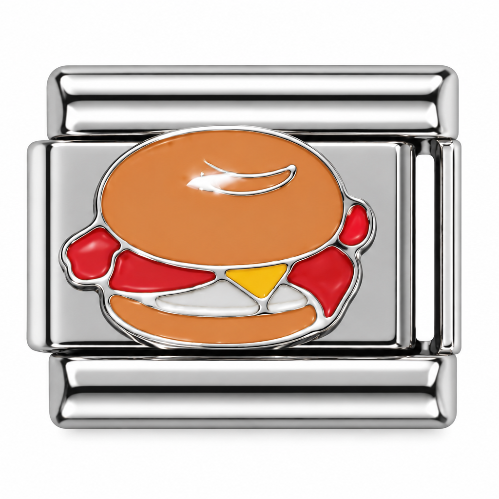 Bacon Egg and Cheese Silver Italian Charm
