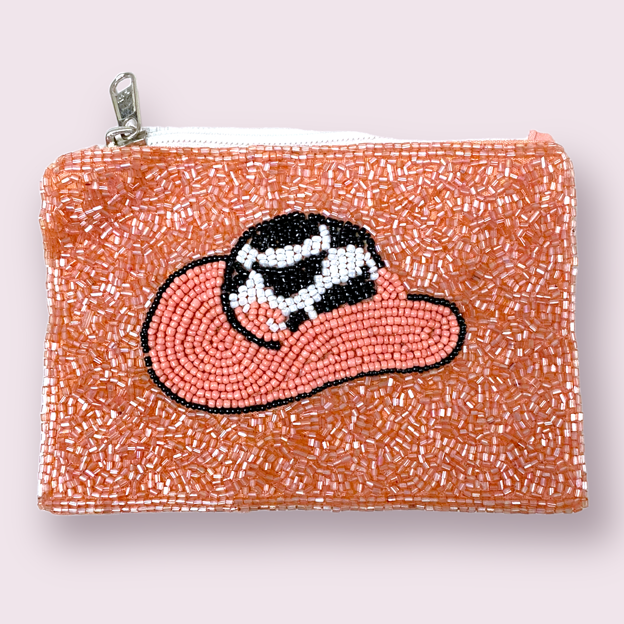 Cowgirl Hat Seed Bead Coin Purse