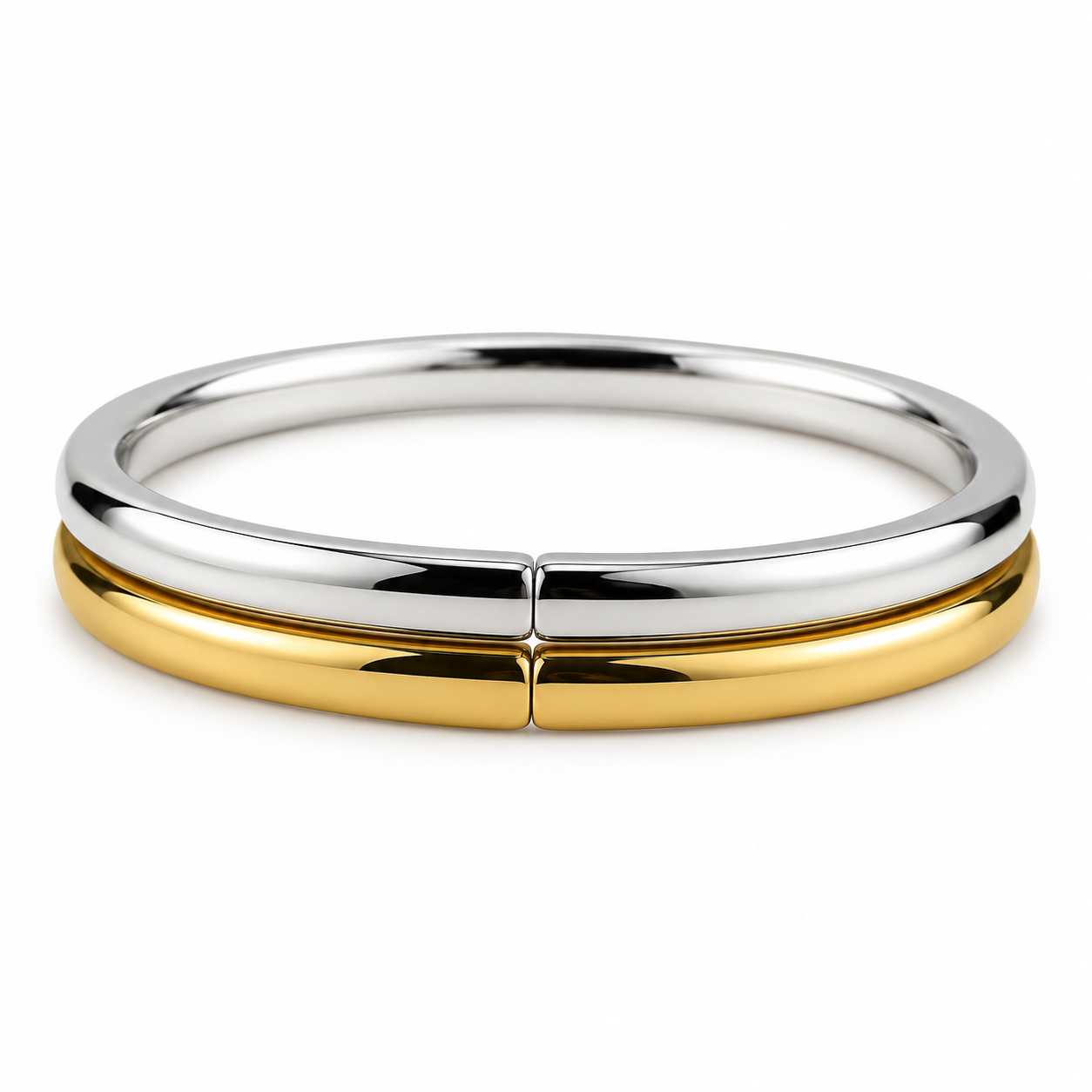Two Tone Double Band Bangle Bracelet