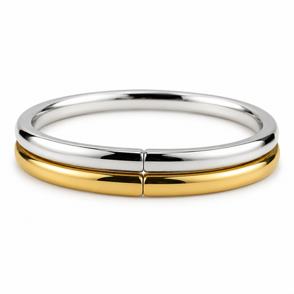 Two Tone Double Band Bangle Bracelet