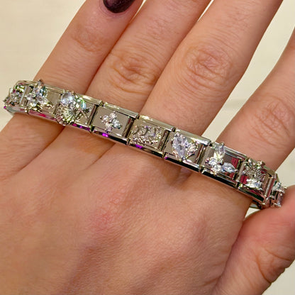 Glitzy Diamond Premade Italian Charm Bracelet