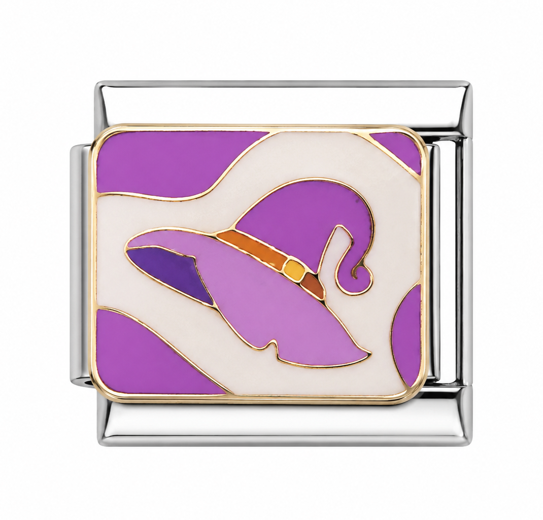 Purple Witch Hat Silver Italian Charm