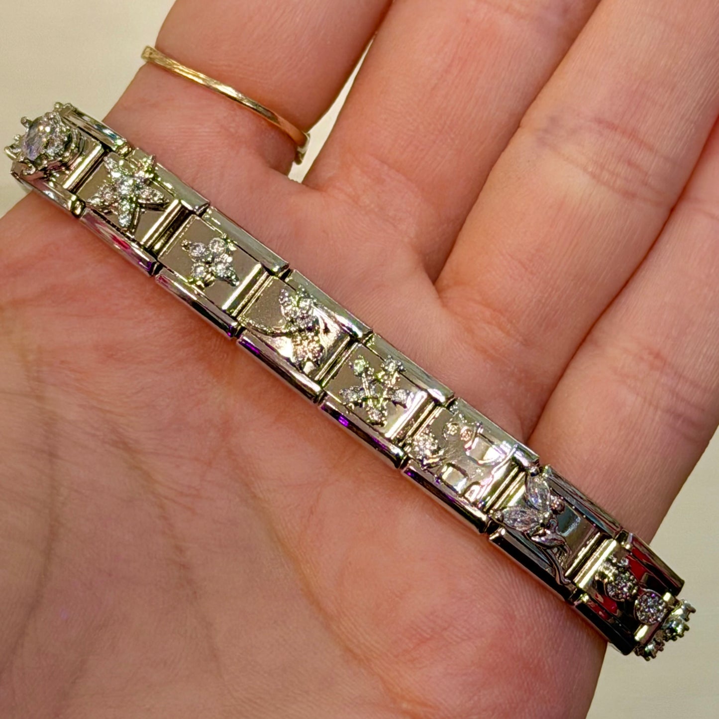 Glitzy Diamond Premade Italian Charm Bracelet