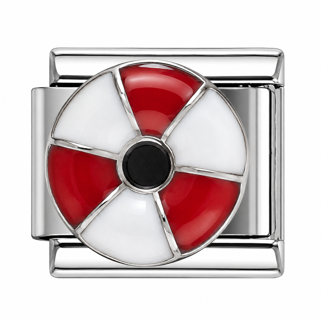 Red and White Life Preserver Silver Italian Charm