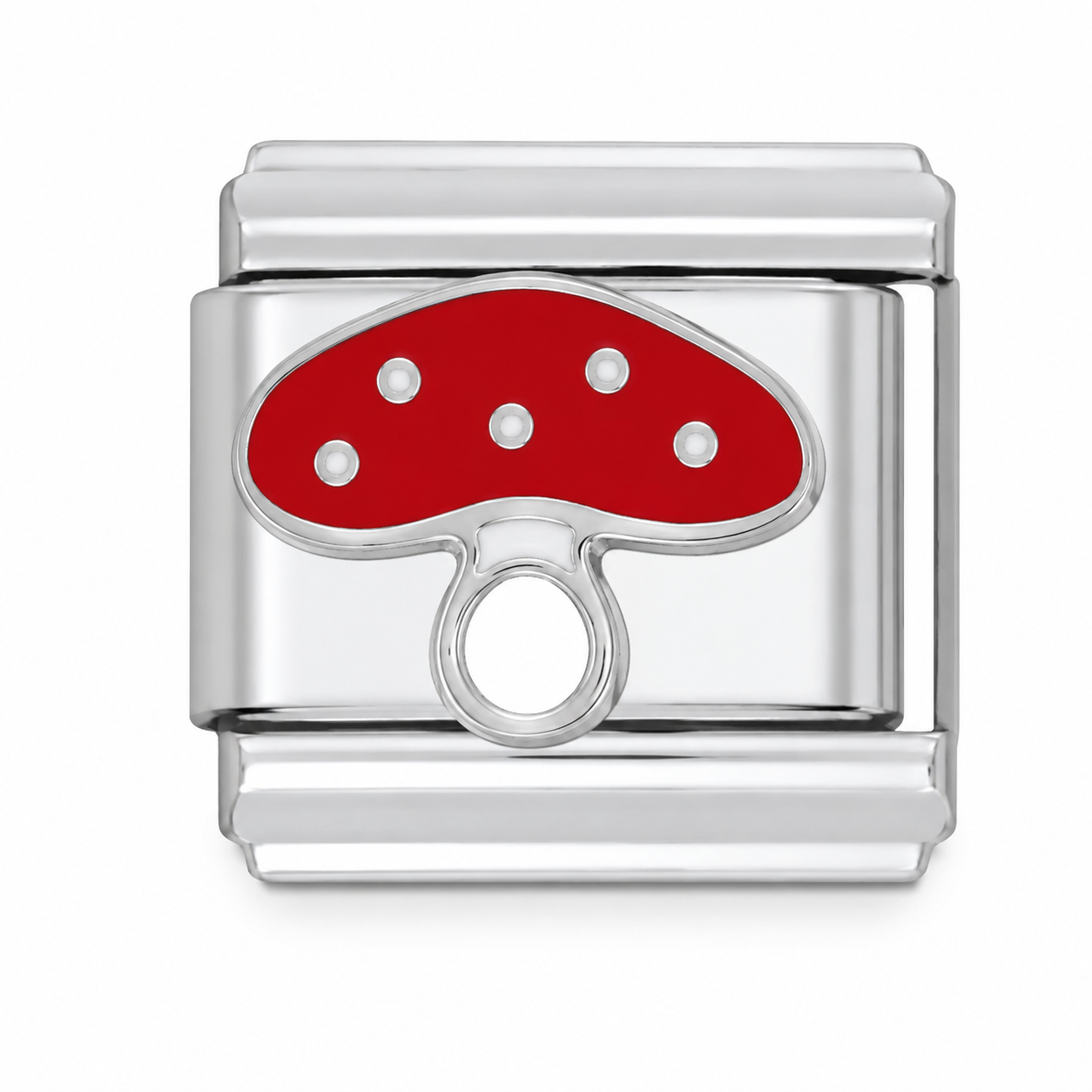 Red Mushroom Silver Italian Charm