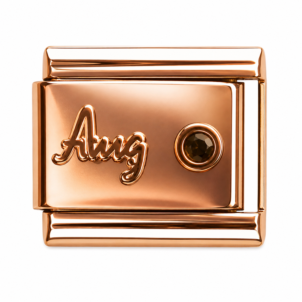 August with Green Gem Gold Italian Charm