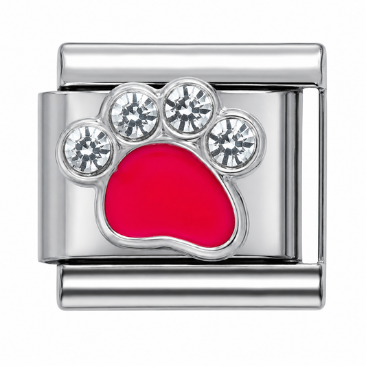 Red Paw Print Italian Charm