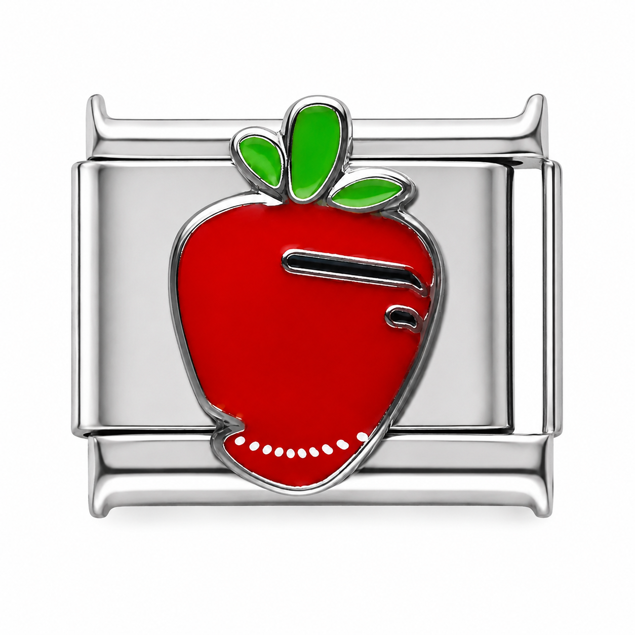 Red Strawberry Silver Italian Charm