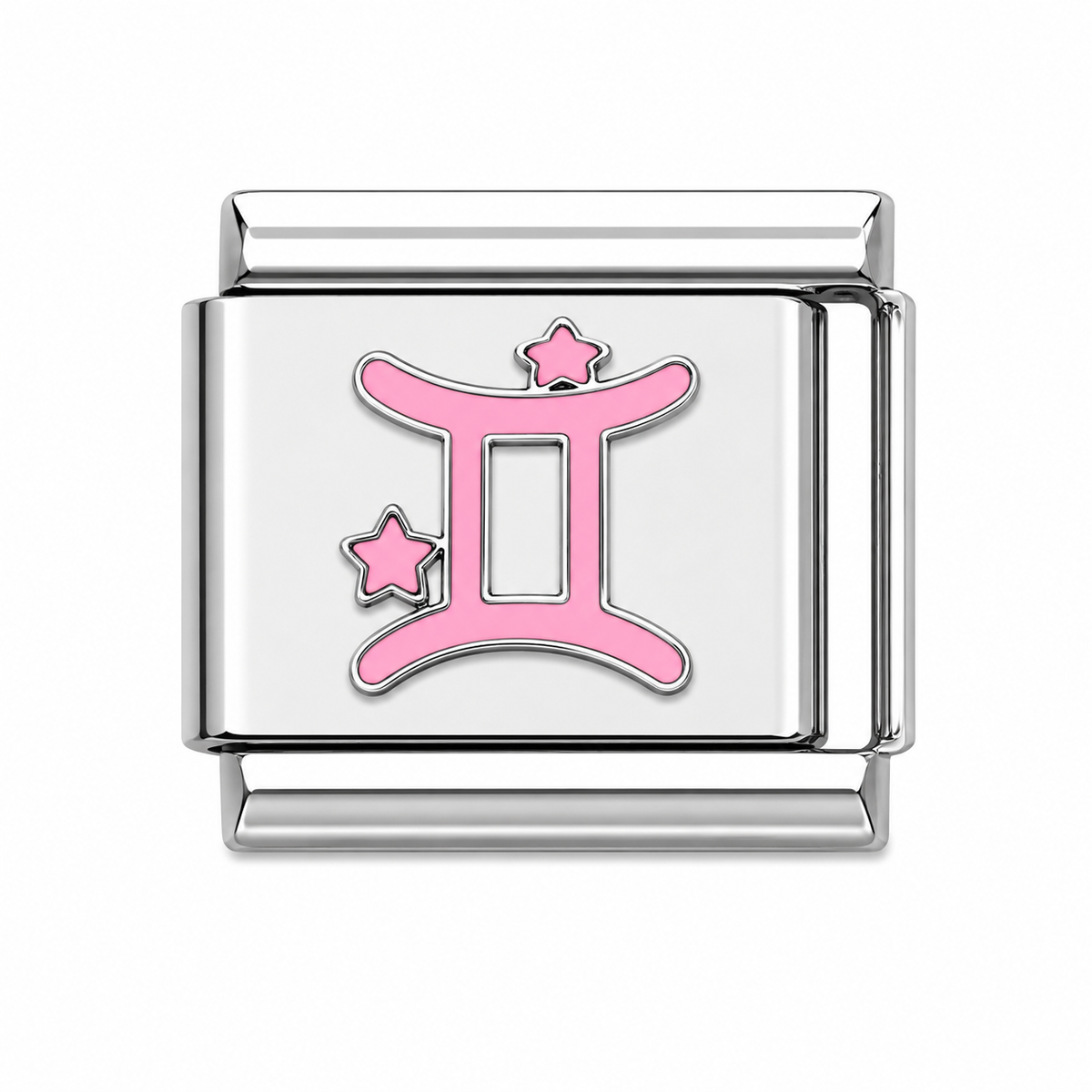 Pink Gemini Zodiac Silver Italian Charm