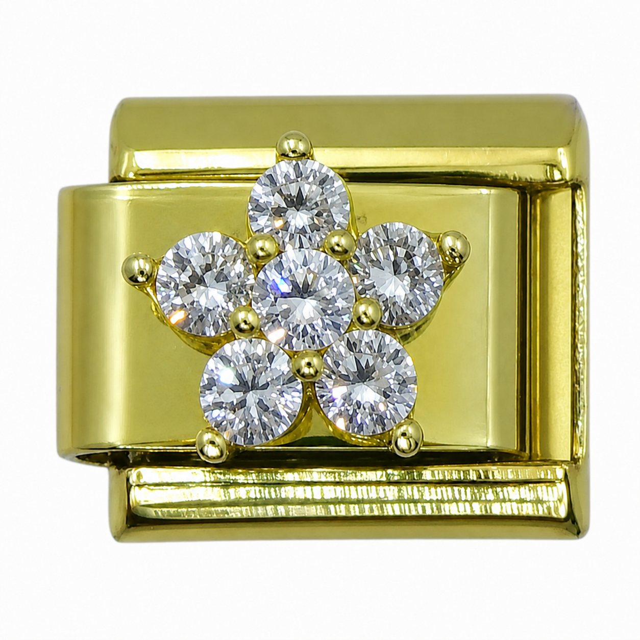 Gold Diamond Flower Italian Charm