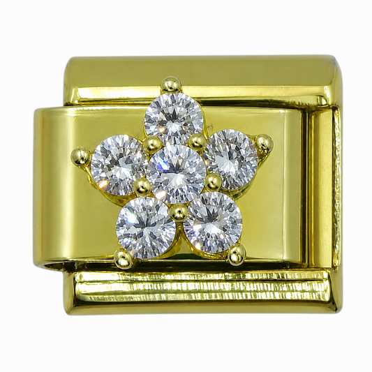 Gold Diamond Flower Italian Charm