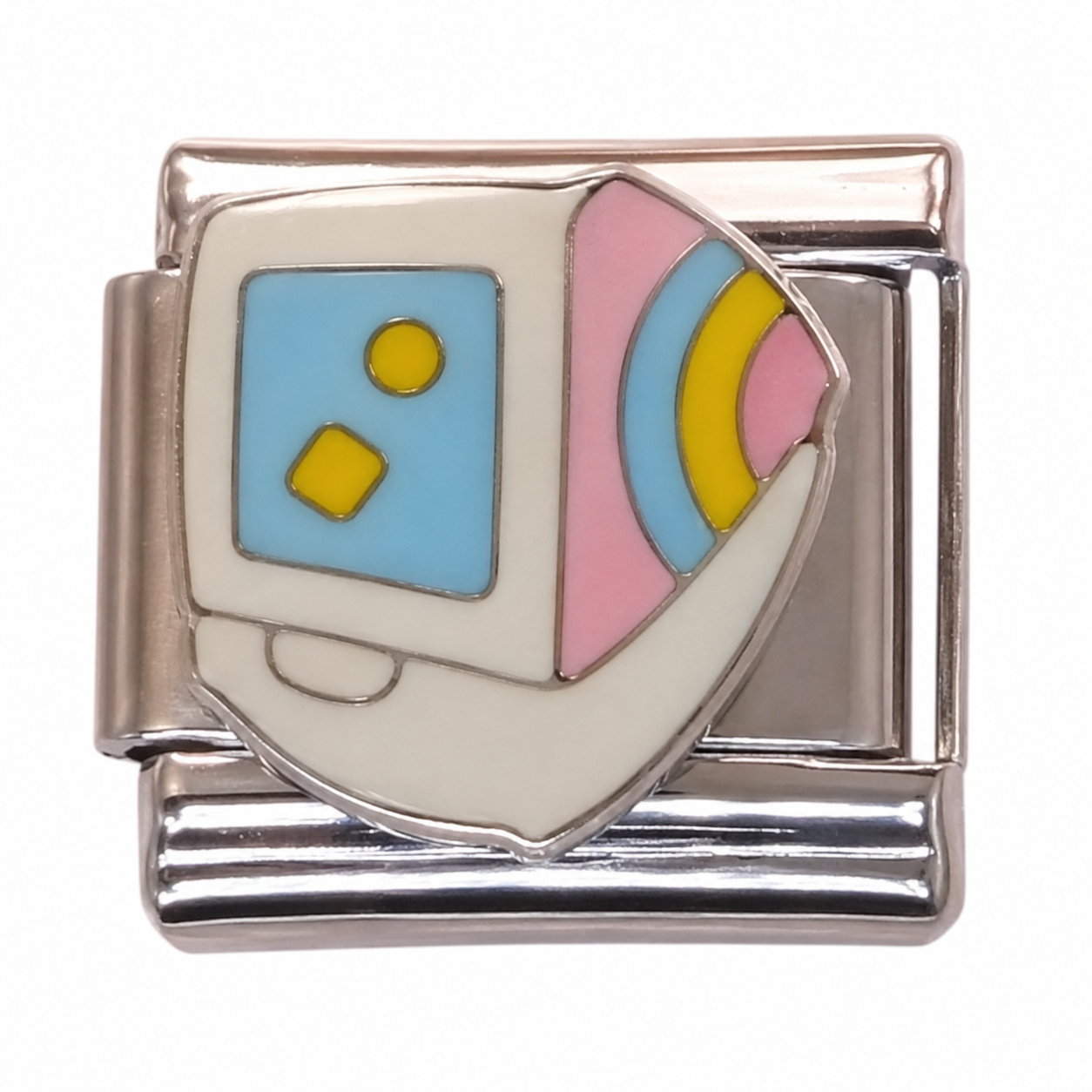 Retro Computer Silver Italian Charm