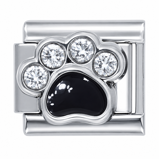 Rhinestone Paw Print Italian Charm