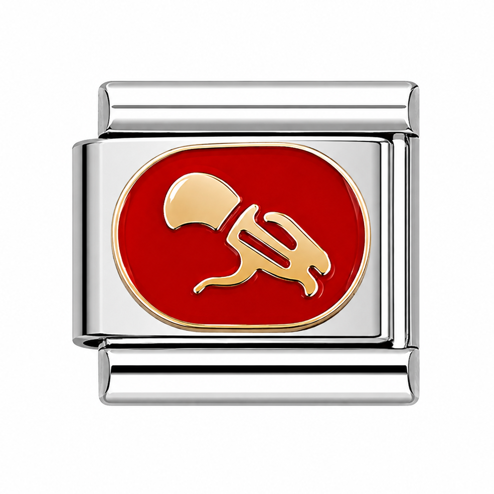 Gold Rabbit with Acorn Silver Italian Charm