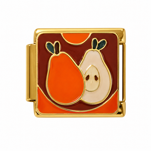 Orange Pear Gold Italian Charm