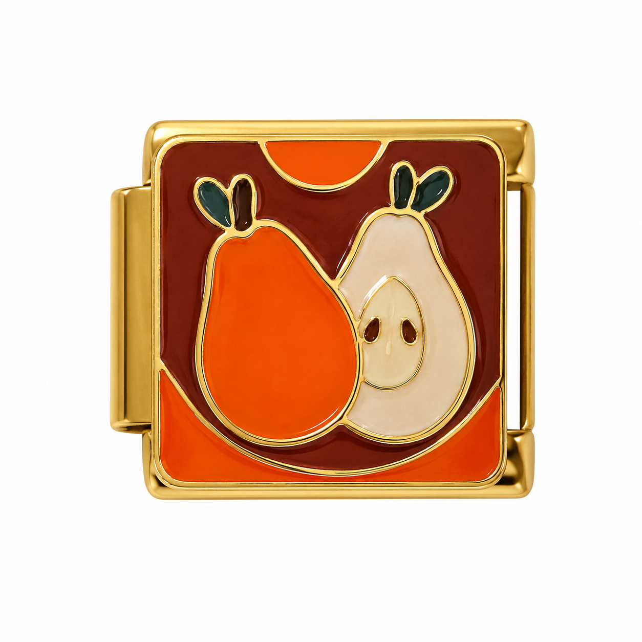 Orange Pear Gold Italian Charm