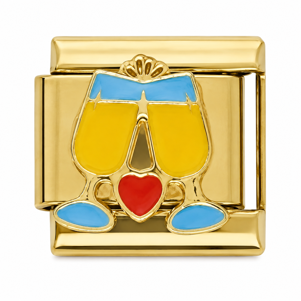 Mimosa Glasses with Heart Gold Italian Charm