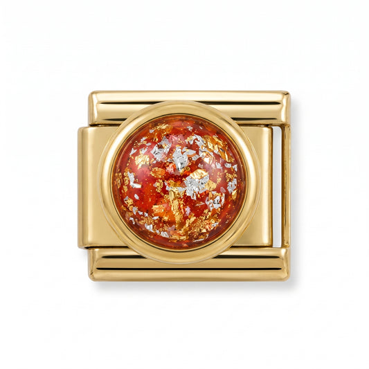 Red Glitter Gem Gold Italian Charm