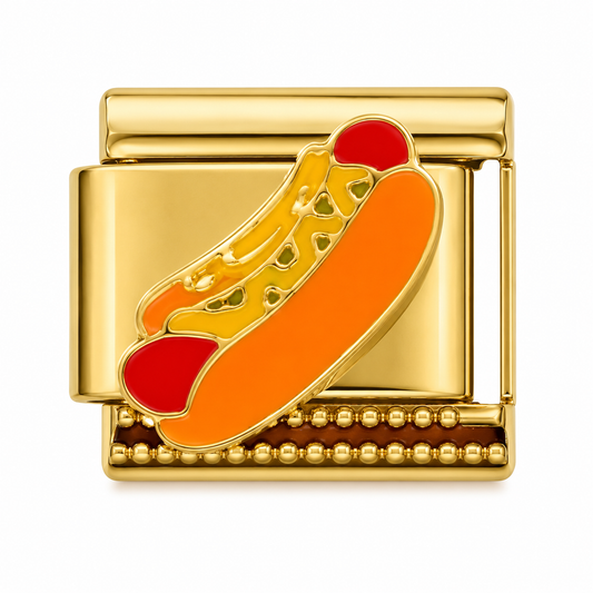 Hot Dog Gold Italian Charm