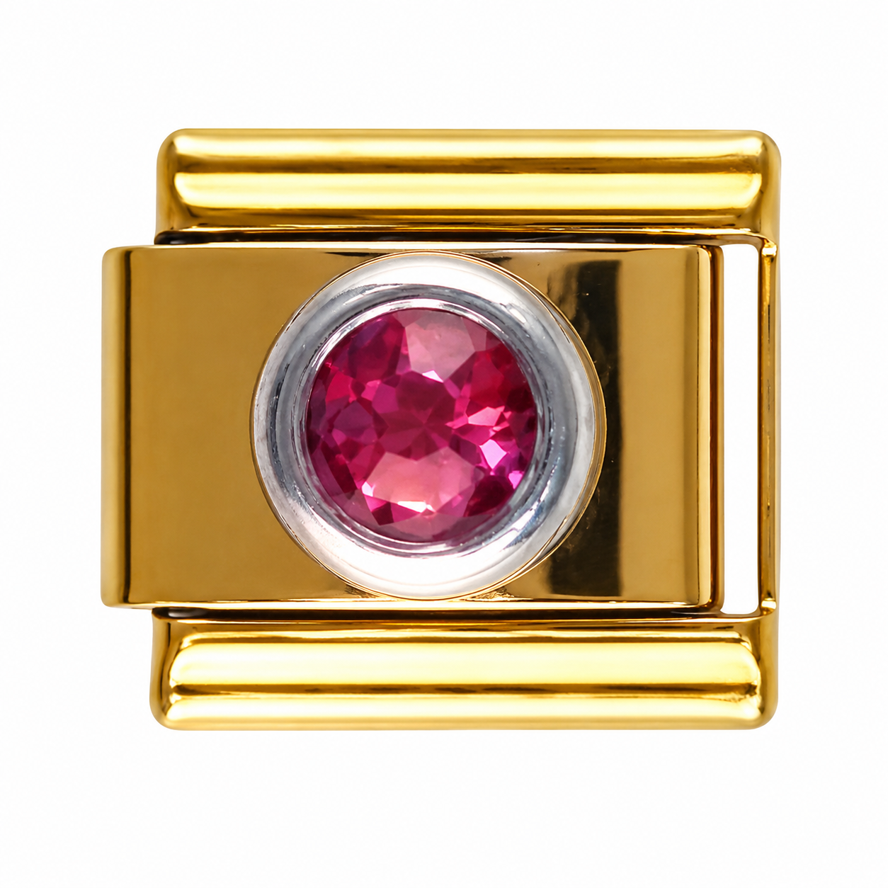 Ruby Crystal Gold Italian Charm