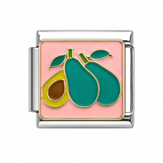 Pears on Pink Gold Italian Charm