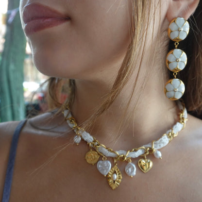 Celeste Pearl & Gold-Tone Braided Charm Necklace