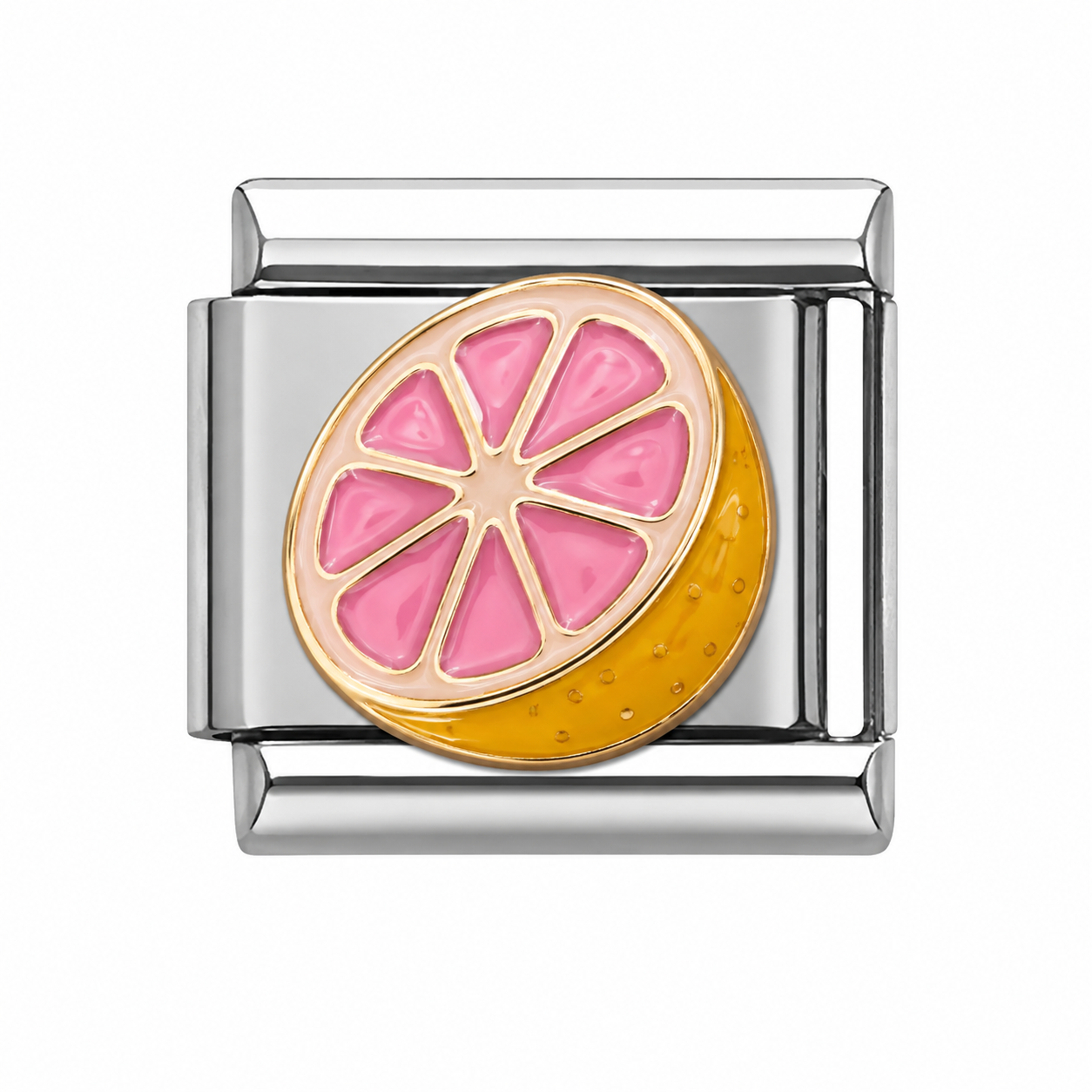 Pink Grapefruit Slice Silver Italian Charm