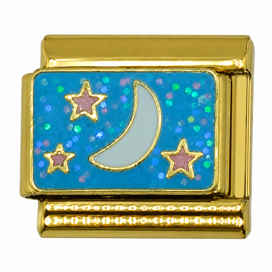 Sparkle Night Gold Italian Charm